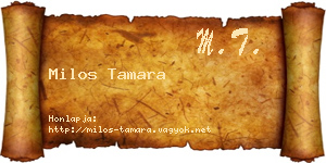 Milos Tamara névjegykártya